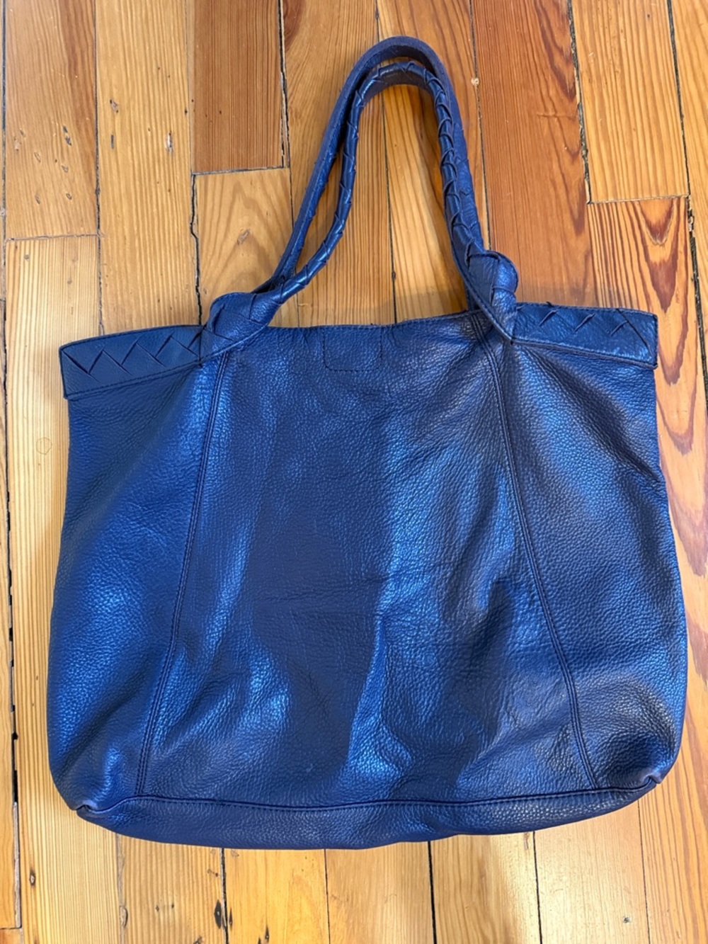 Banana Republic Purple Braided-Handle Leather Tote